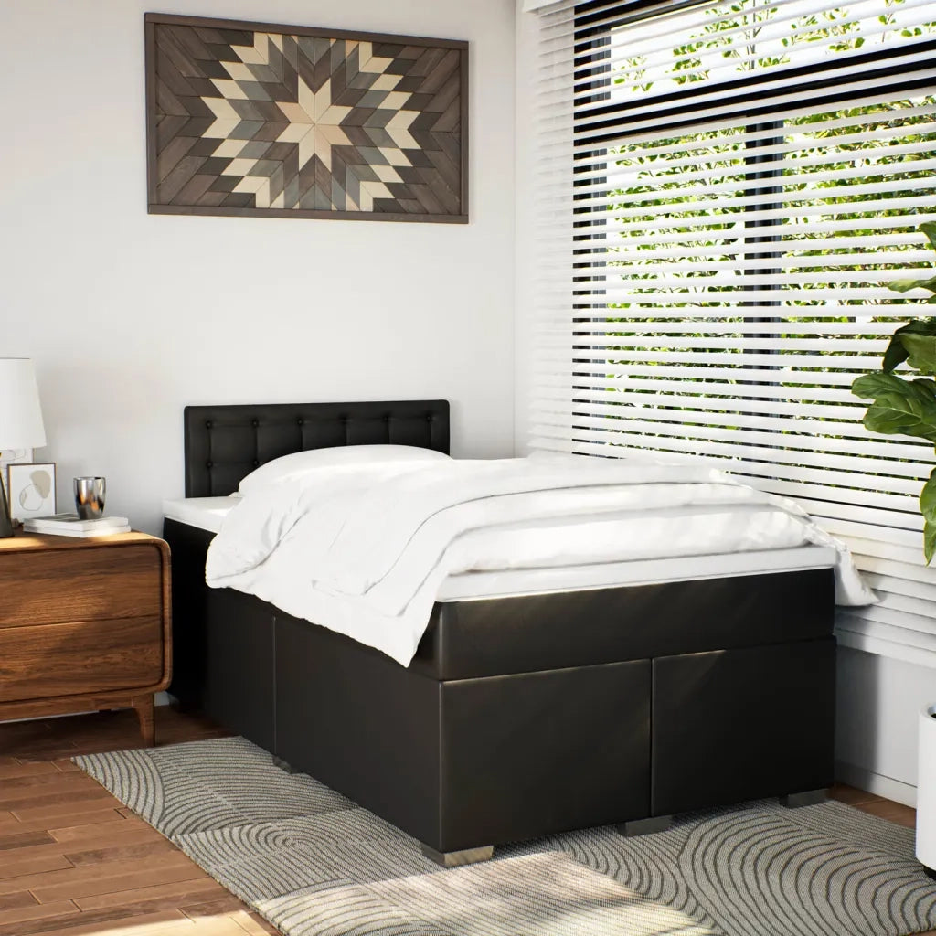 Giroletto a Molle con Materasso Nero 120x190 cm in Similpelle