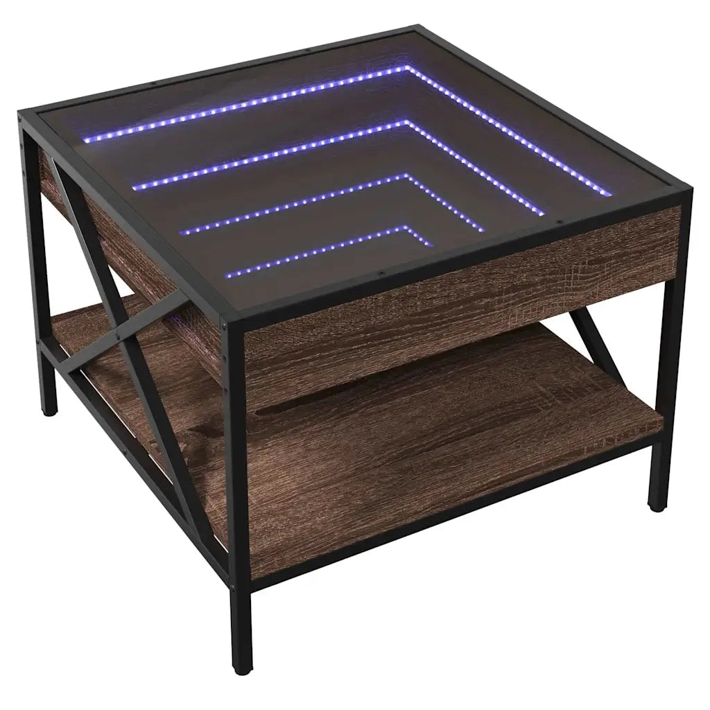 Tavolino da Salotto con LED Infinity Rovere Marrone 50x50x38 cm 847701