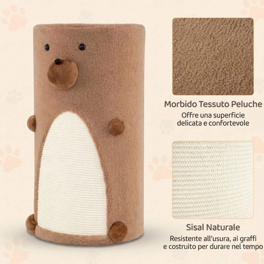 Casa per Gatti a 2 Piani per Gatti da Interno, Cuccia per Gattini a 2 Livelli con Tappetino in Sisal per Graffiare, Grotta Nascosta, Letto Coperto, Cuccia per Gatto Moderno a Forma di Orso