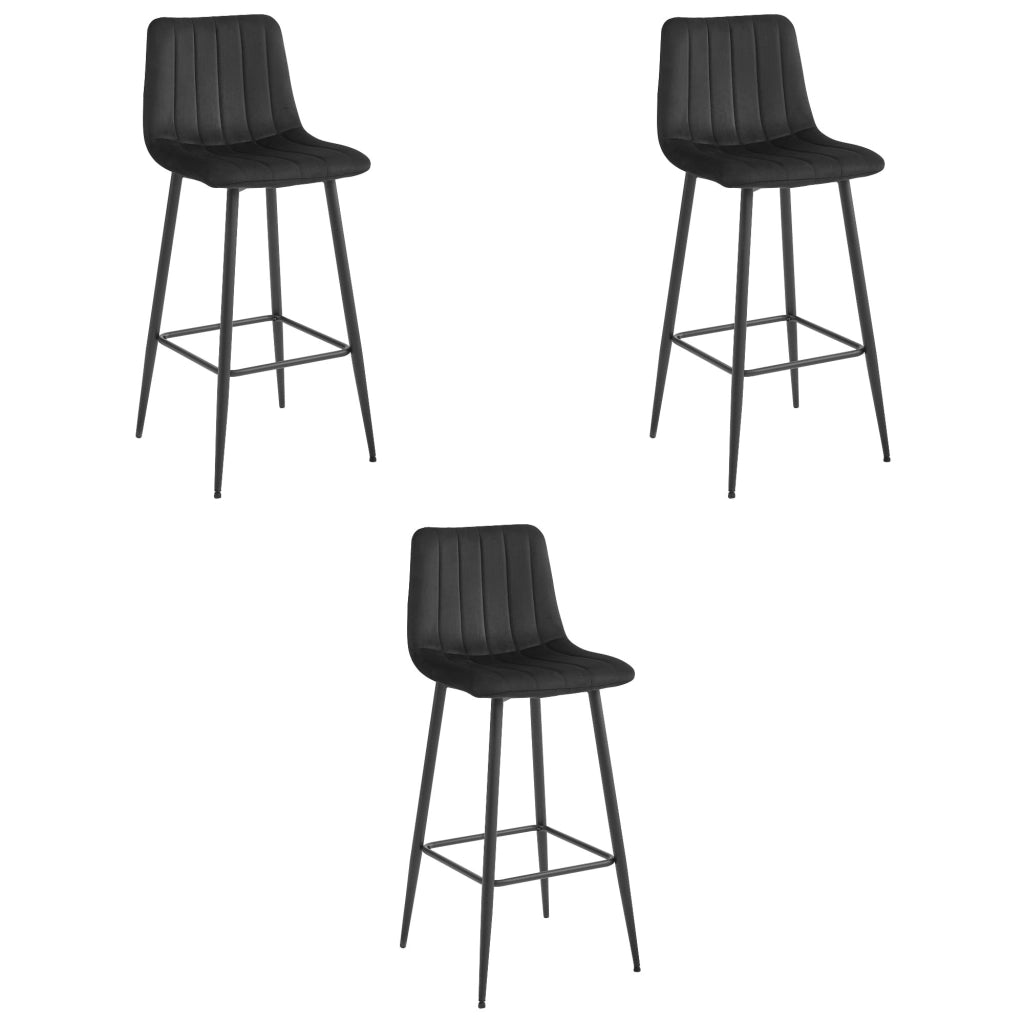 Sgabello Valora POZZA in velluto nero dal design ergonomico per cucina x3