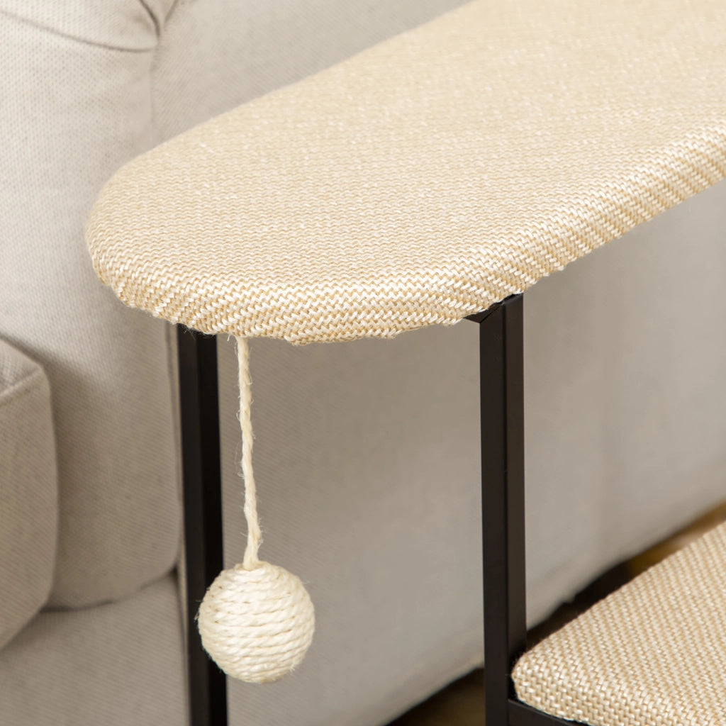 Scaletta per gatti con tiragraffi ¨C zephmum ¨C crema+nero 51x54x53cm