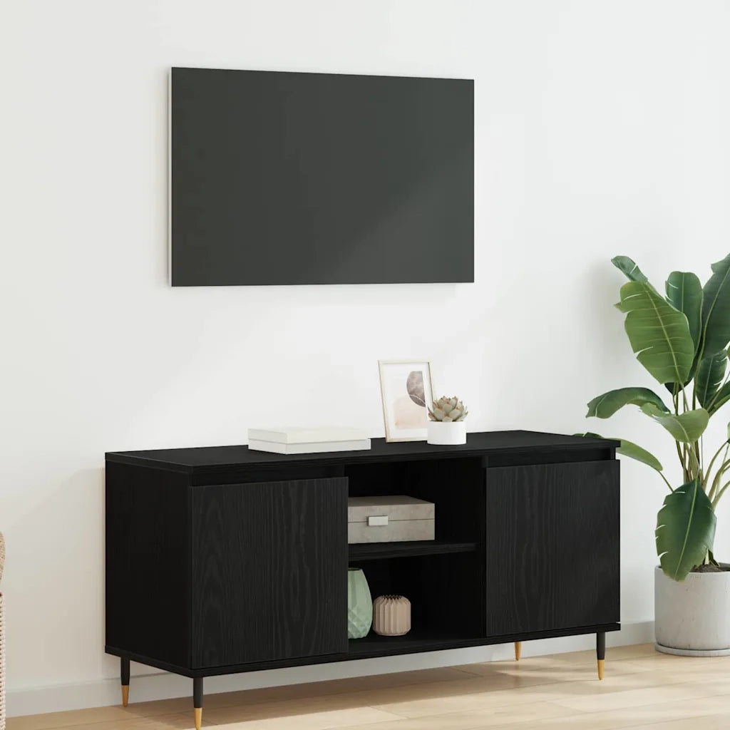 Mobile TV Rovere Nero 104 x 35 x 50 cm Legno multistrato 881931
