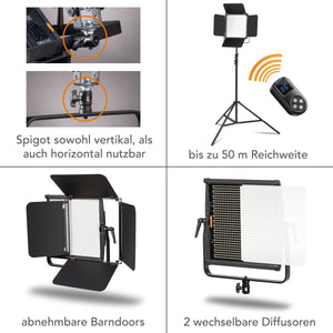 LED Niova 100-F Pro 100 W bi-color area light con treppiede per lampada, luce video dimmerabile, luce da studio con luce morbida, luce fotografica con telecomando