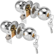 Set di maniglioni di chiusura per porte interne - 2 pezzi in acciaio inox - set di maniglioni rotondi per porte - set di chiusura con piastra per porte - chiusura e chiave - adatto per porte con spessore 25-45 mm - chiusura di sicurezza per porte