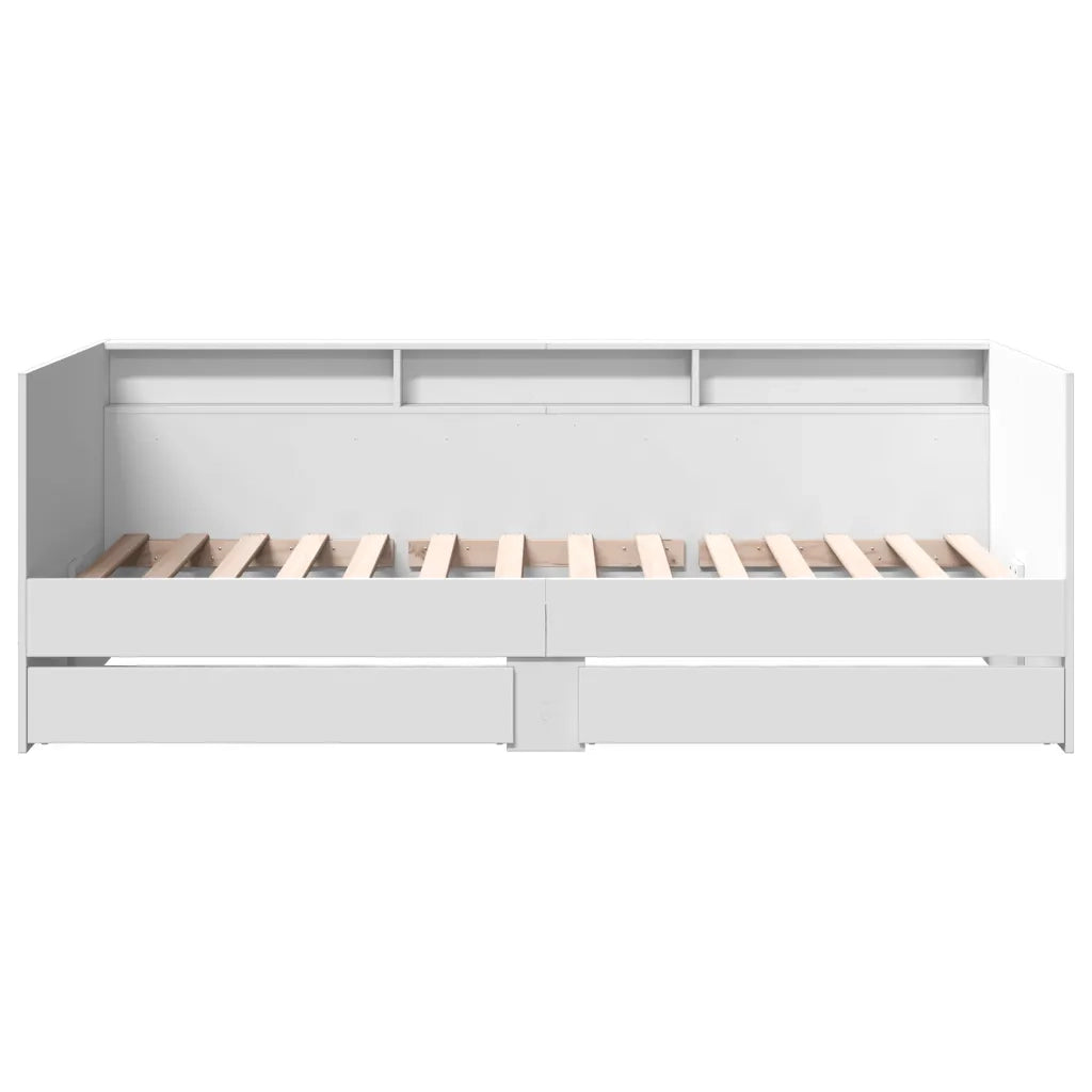Divano Letto con Cassetti senza Materasso Bianco 90x200 cm