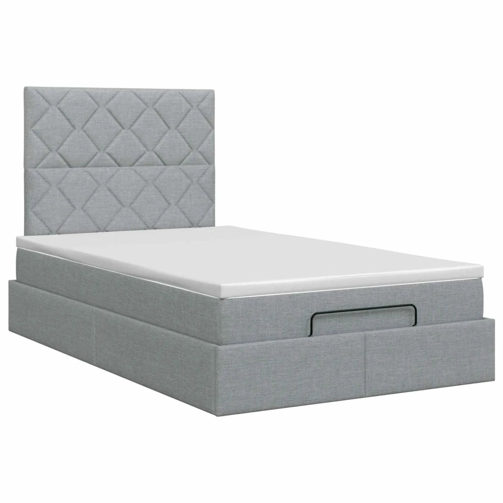 Letto ottomano con materasso Grigio Chiaro 120 x 190 cm Tessuto 3457556