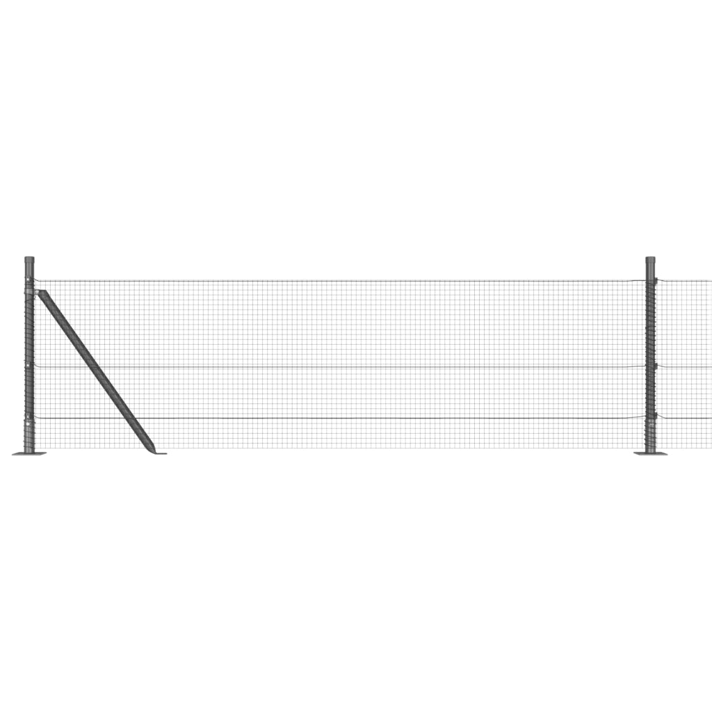 Recinzione in Filo Saldato con 7 Posti Flangiati Grigio 0.5x100 m Acciaio