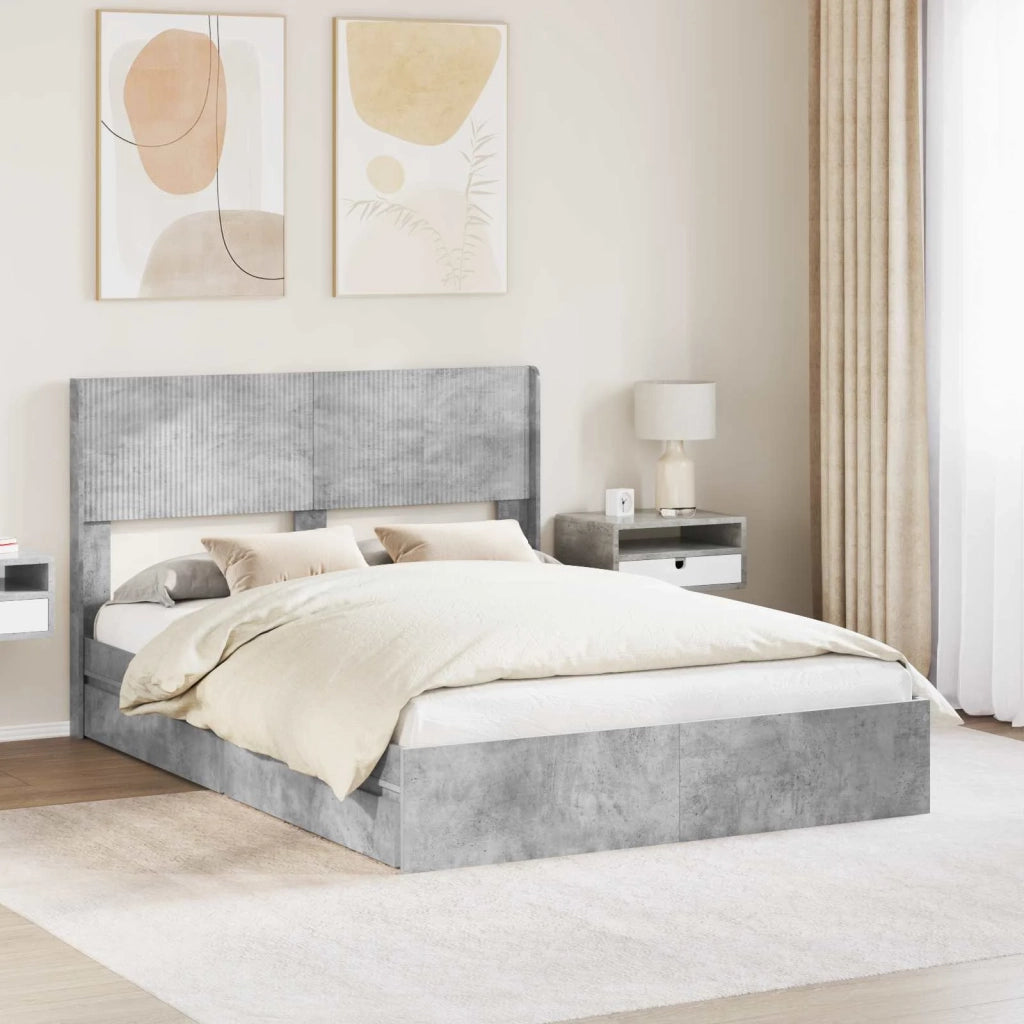 Struttura del letto con stoccaggio e testata-Giroletto con contenitore Grigio Cemento 466161