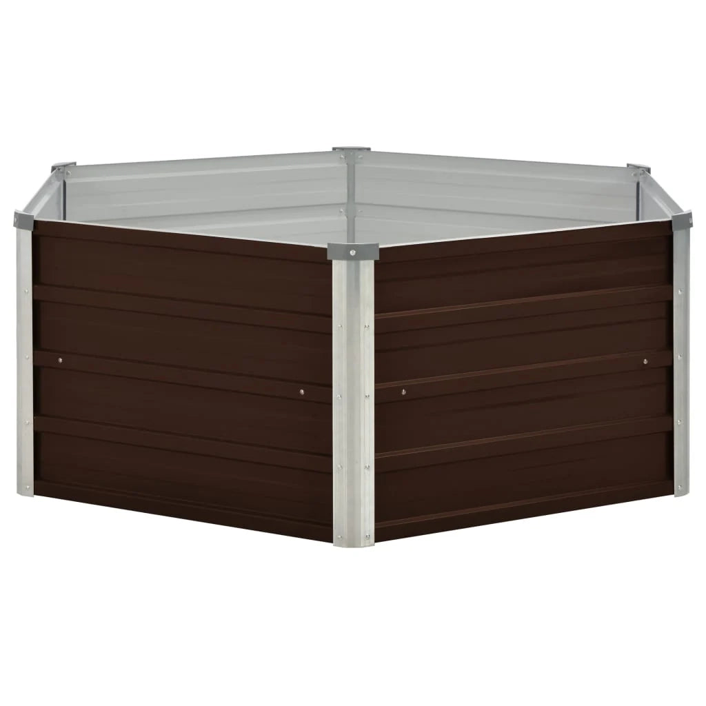 Fioriera rialzata marrone 129 x 129 x 46 cm acciaio zincato 02_0000858