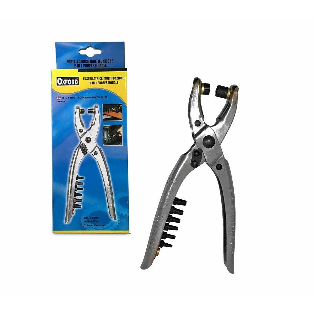 Trade Shop - Pinza 2in1 + 100 Occhielli Occhiellatrice Fustellatrice Per Forare Cuoio Pelle -