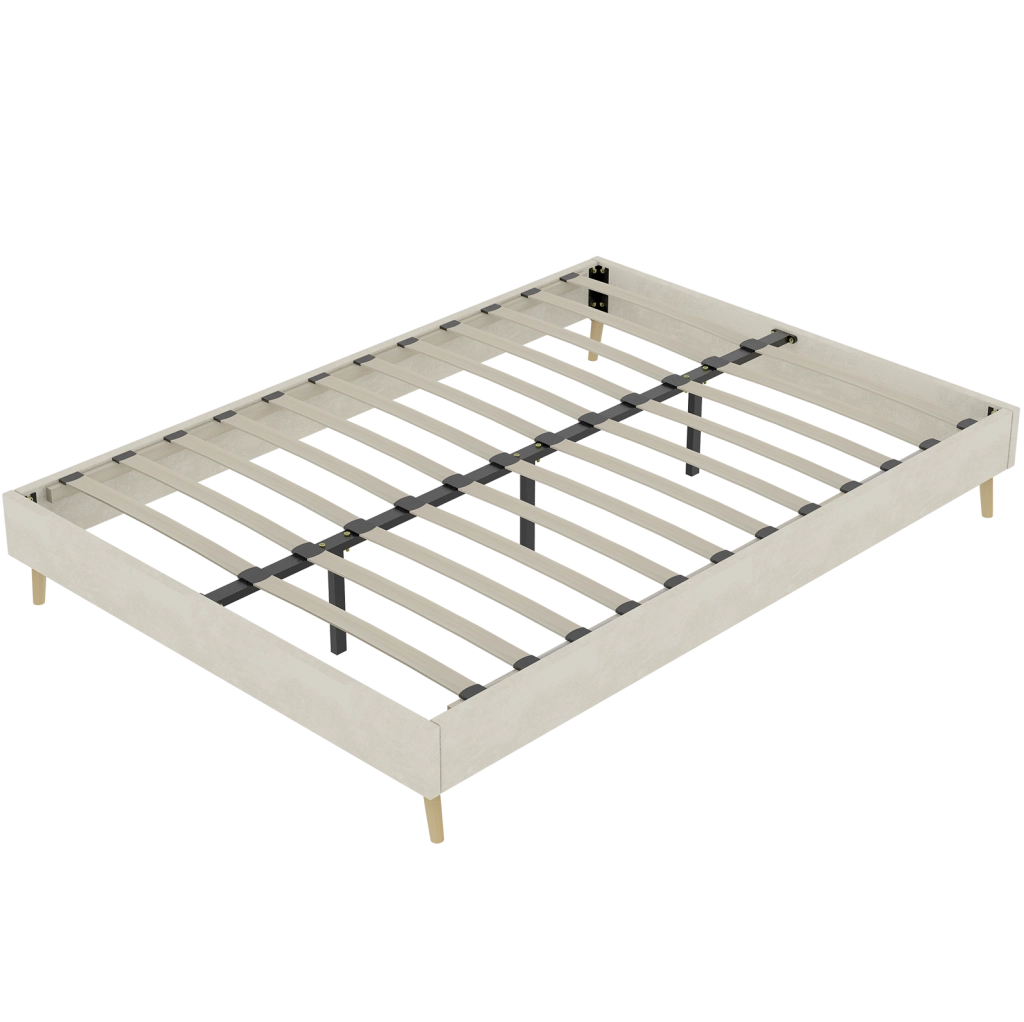 Struttura letto moderna 160x200 cm in tessuto beige