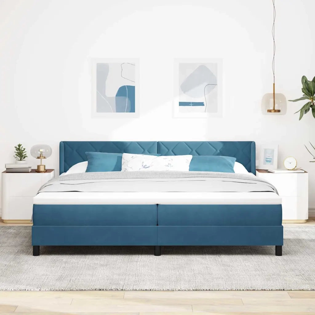 Letto a molle con testiera Blu Scuro 200 x 200 cm Velluto 3341544