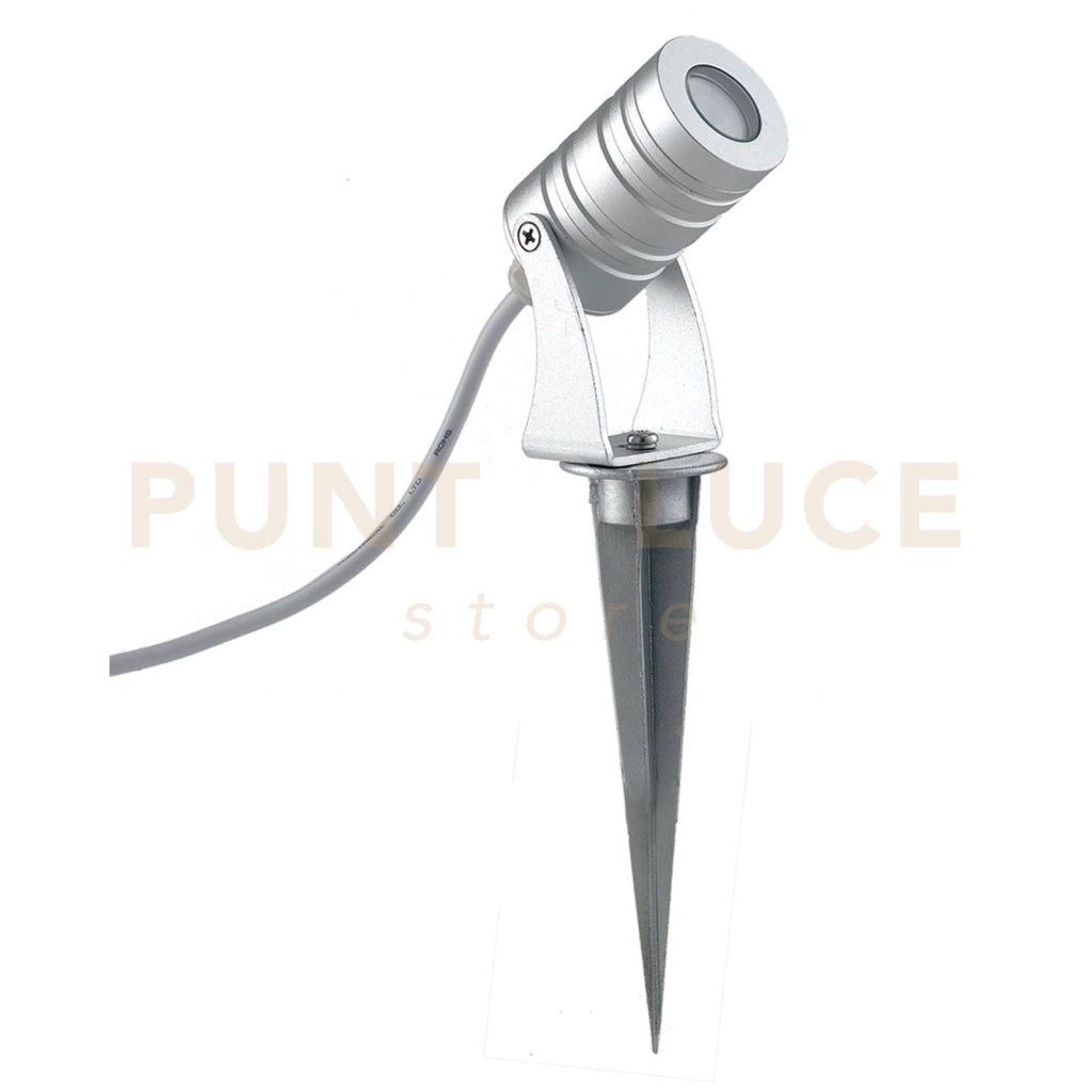 PROIETTORE LED IRIDE DC12 E 24V SILVER 3W RGB DIMMERABILE IP65 CON PICCHETTO 4,2X12CM