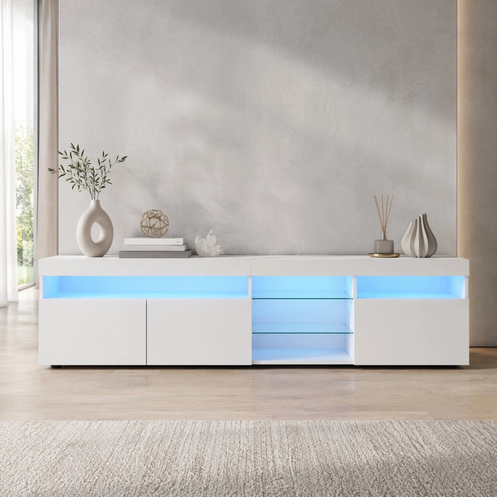 MOBILE TV moderno con LED 180x35x48 cm bianco in MDF