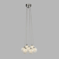Lampadario Contemporaneo Grappolo Acciaio Cromo Vetro Bianco Led 2,5W 3000K