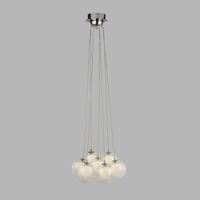Lampadario Contemporaneo Grappolo Acciaio Cromo Vetro Bianco Led 2,5W 3000K