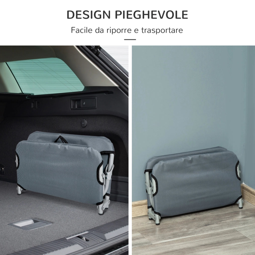 Lettino per Cani Pieghevole in Acciaio e Tessuto ¨C zephmum ¨C Grigio 59x46x15 cm