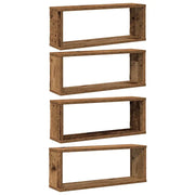 Mensole a Cubo Muro 4 pz-Set di 4 Scaffale Legno Antico 60x15x23 cm in Truciolato