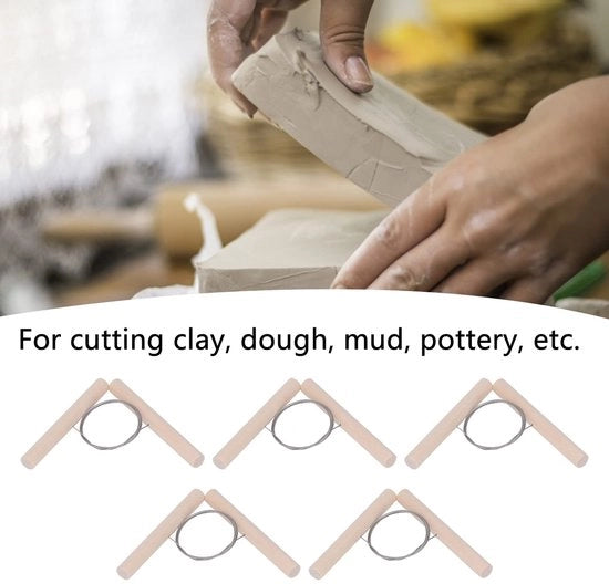Set di taglierini a filo 5 pezzi - Filo di acciaio inossidabile - Attrezzo ceramico - Manici in legno ergonomici - Taglio preciso - Strumenti per tagliare fili