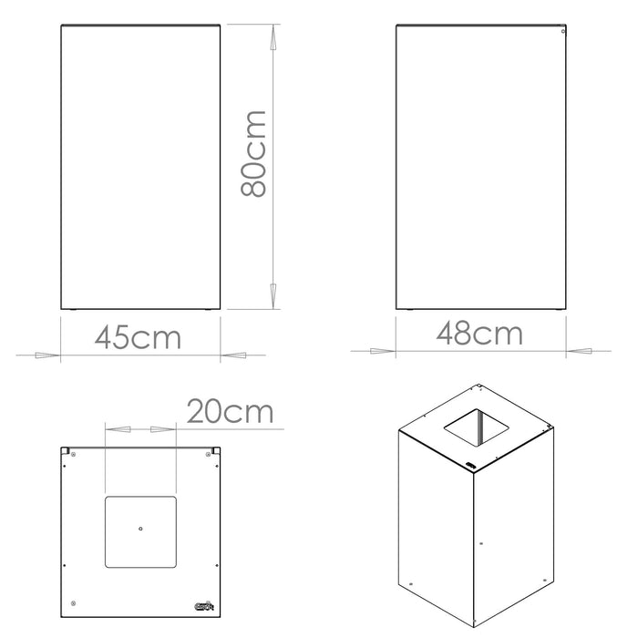 Contenitore per Raccolta Differenziata Capacità 100 L con Etichette 45x50x80 cm in Acciaio Verniciato Bianco