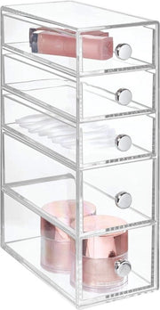 Organizzatore per Sierade e Contenitore per Bagno in Plastica con 5 Cassetti - Dimensioni 32"x 7"x 24,8 cm - Organizzazione per Contenitore da Vanità per Bagno, Camera e Ufficio