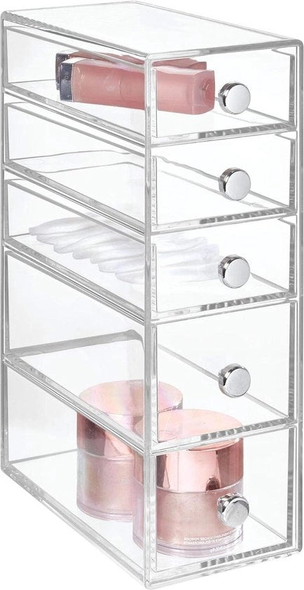 Organizzatore per Sierade e Contenitore per Bagno in Plastica con 5 Cassetti - Dimensioni 32"x 7"x 24,8 cm - Organizzazione per Contenitore da Vanità per Bagno, Camera e Ufficio