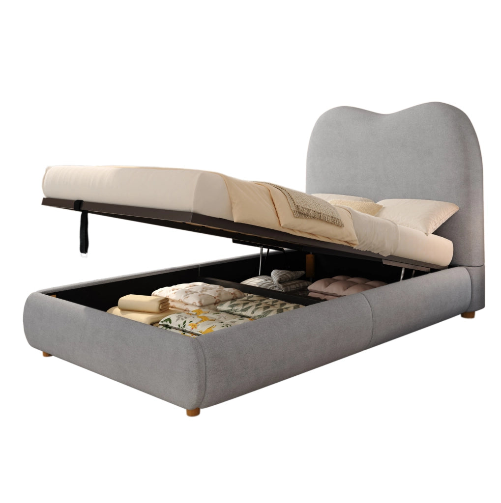 Letto imbottito per bambini 90x200 cm con contenitore e rete a doghe