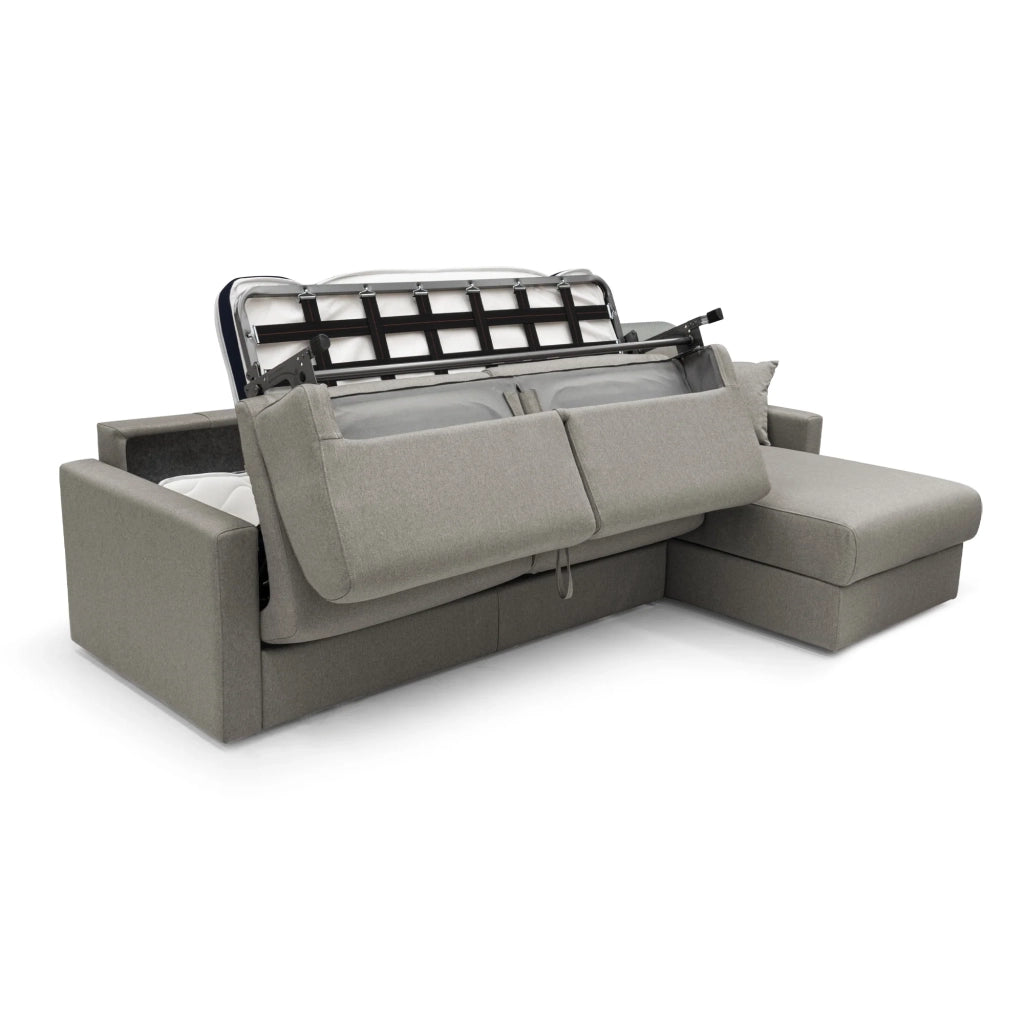 Chris Divano letto angolare 5 posti in tessuto impermeabile T13 268 cm Sinistro (mat. 140x197) tortora