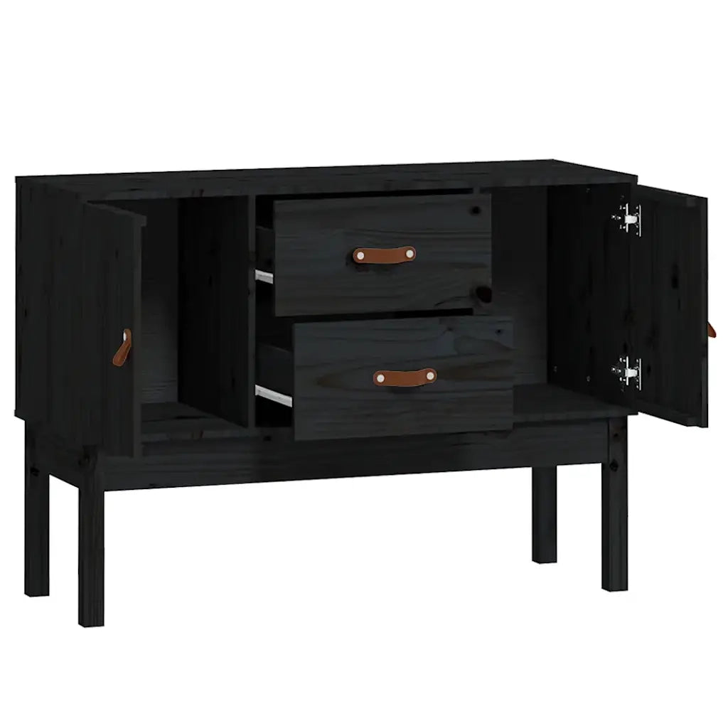 Credenza | Madia | Buffet da pranzo | Armadio da pranzo Nera 110x40x78 cm in Legno Massello di Pino