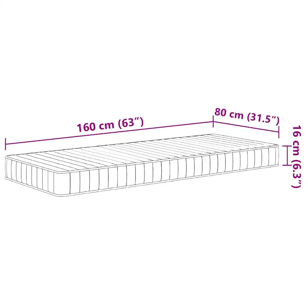 vidaXL Materasso in Schiuma per Bambini Mediamente Morbido 80x160 cm
