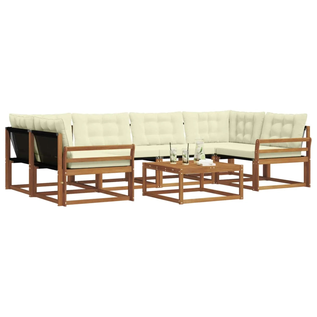 Set di divani da esterno con cuscino 7 pcs Naturale e Crema 3369241