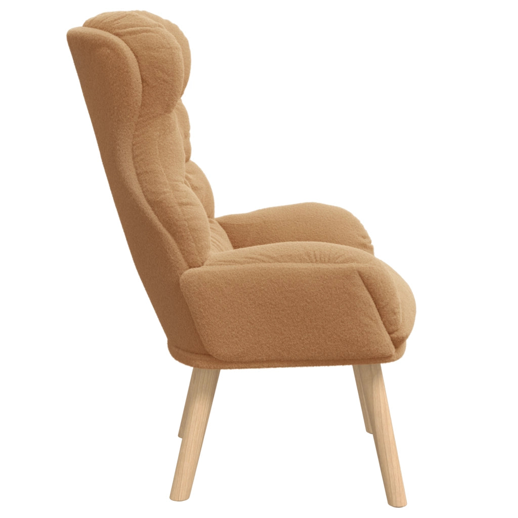 Poltrona Rilassante Beige in Tessuto Simile alla Lana Riccia