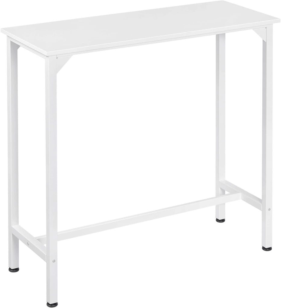 Tavolo da Bar Salvaspazio, Tavolo Alto da Cucina Stretto, bancone bar in Legno & Metallo per Home Bar Cucina, 100 x 40 x 100 cm, Bianco
