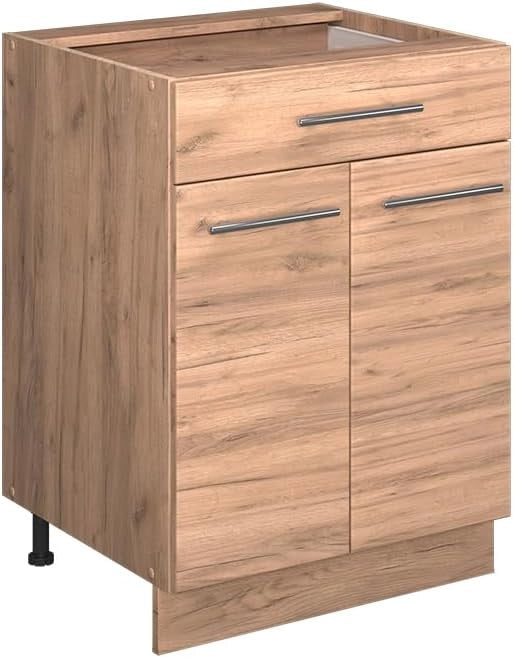 Mobiletto base cucina Fame-Line, Antracite lucido, 80 cm con ripiano, PL Marmo, per la combinazione con altri moduli della serie Fame-Line
