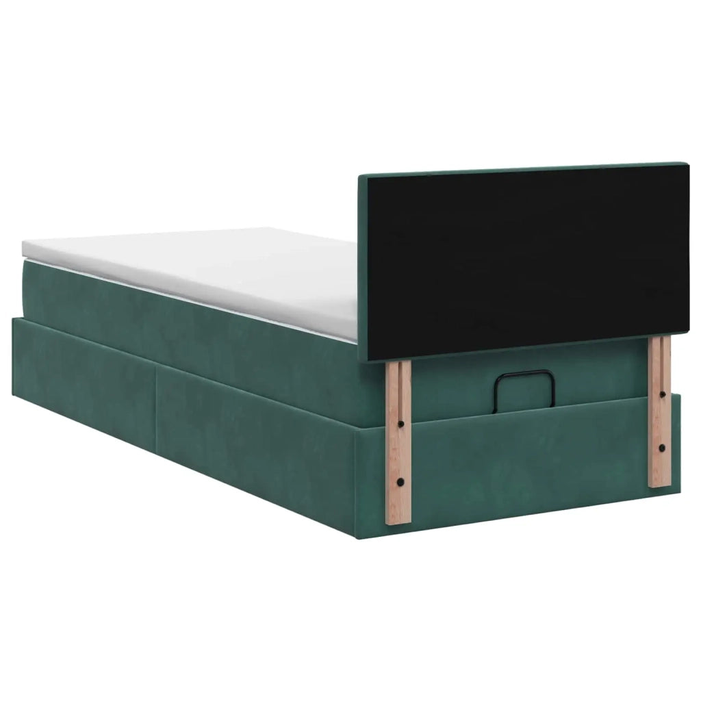 Letto ottomano con materasso Verde Scuro 80 x 200 cm Velluto 3456594