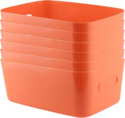 6 Orizzontali Contenitori di Plastica per Scatole di Archiviazione con Maniglie per Studio, Ufficio e Bagno - Contenitori Quadrati per Cassettoni di Archiviazione con Maniglie