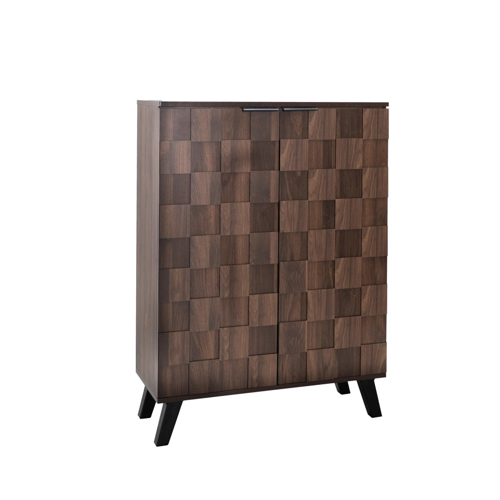 Mobile porta scarpe con 4 ripiani regolabili, ante con rilievo, per ingresso e camera, legno, 80 × 35,5 × 110 cm