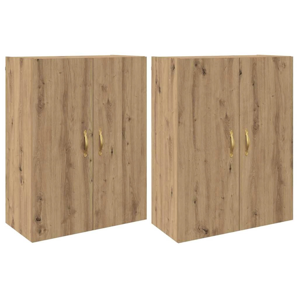 Set di 2 mobili da parete moderni con 4 ante a battente 69,5 x 34 x 90 cm finitura rovere ingegnerizzato 02_0056044