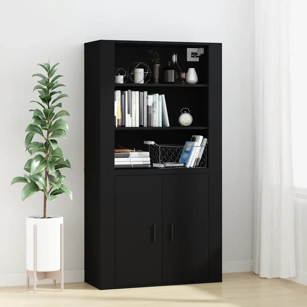 Armadietto a Muro | Mobile a Parete Nero 80x33x80 cm in Legno Multistrato
