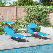 Lettino da sole 2 pcs Blu Vivo 58 x 188 x 77cm Poliestere 42003065