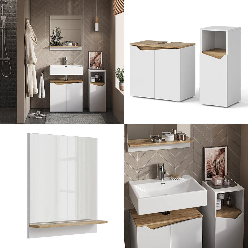 Vicco Set di mobili da bagno Bianco 3 parti, con mobile midi