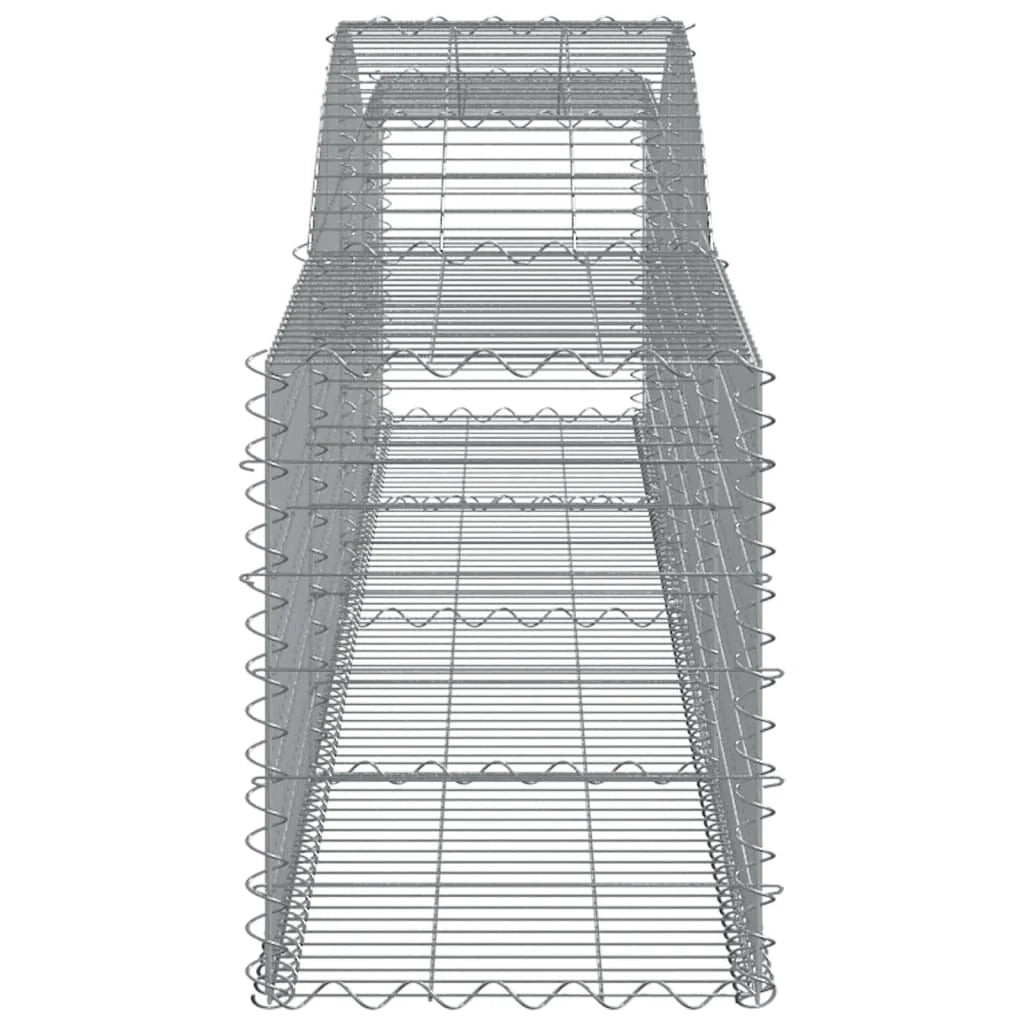 Cesto gabbione recinzione a gabbia muro di contenimento ad arco 400 x 50 x 60/80 cm ferro zincato argento 02_0040100