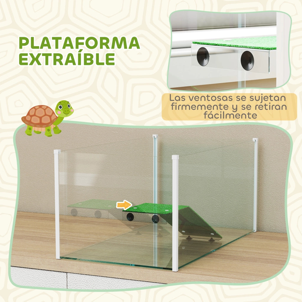 Terrario per Tartarughe con Rampa ¨C zephmum ¨C Bianco 60x35x28 cm