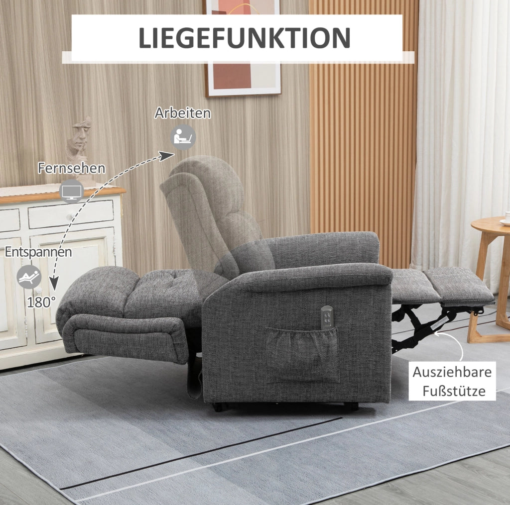 Poltrona relax elettrica alzapersona grigia 170 kg
