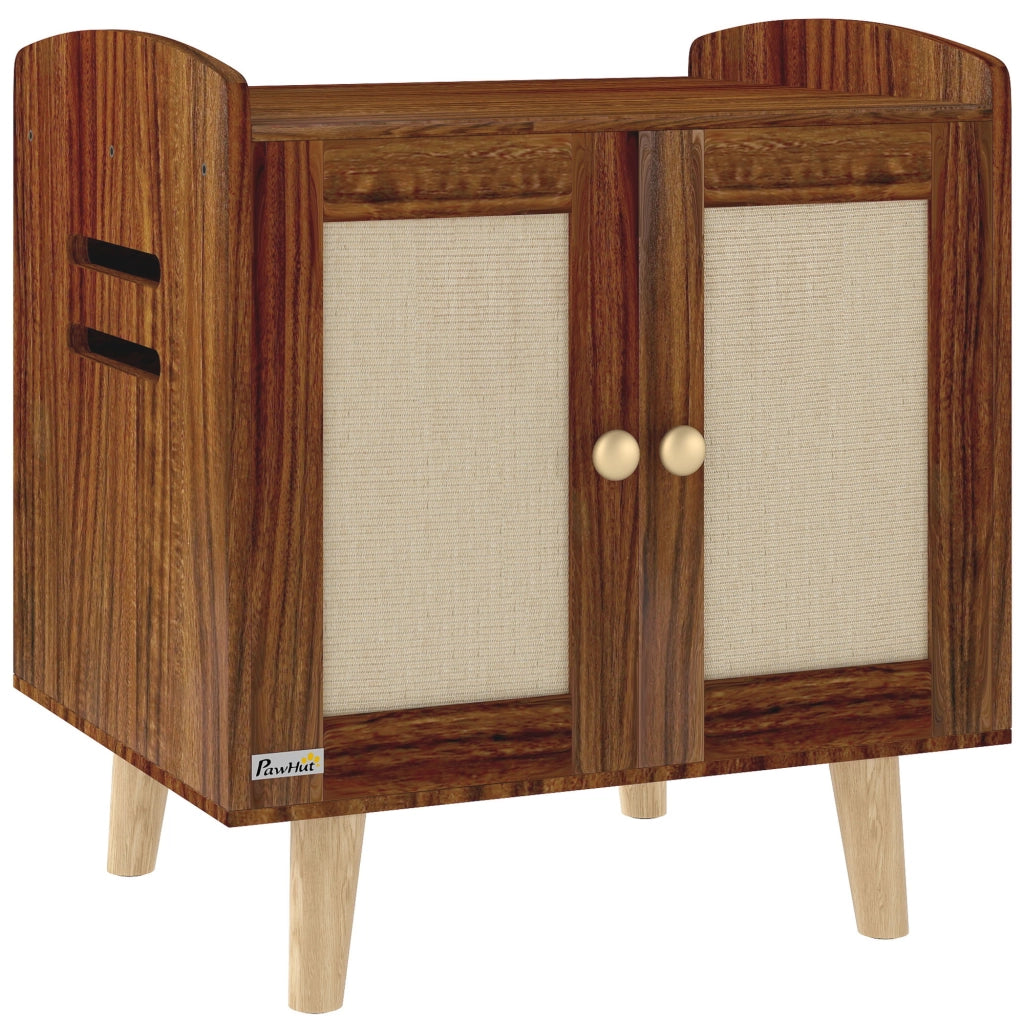 Tavolino per gatti con porta e tappetino in sisal ¨C zephmum ¨C Marrone 55x43x59,6 cm