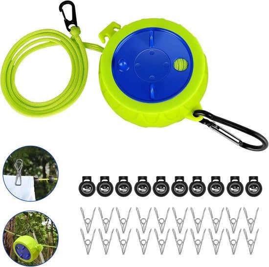 Accessori da Campeggio Estendibile per Asciugamani - 10 m - Asciugamani Portatili per Viaggio, Festa all'Aperto, Giardino, Bagno e Lavanderia