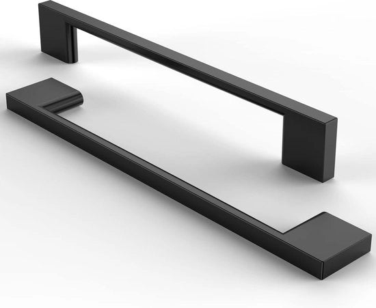 Set di 10 maniglie per mobili, maniglie per armadi, maniglie per cucina, maniglie per carico, 160 mm di distanza della testa, nero opaco, in acciaio inossidabile lucidato