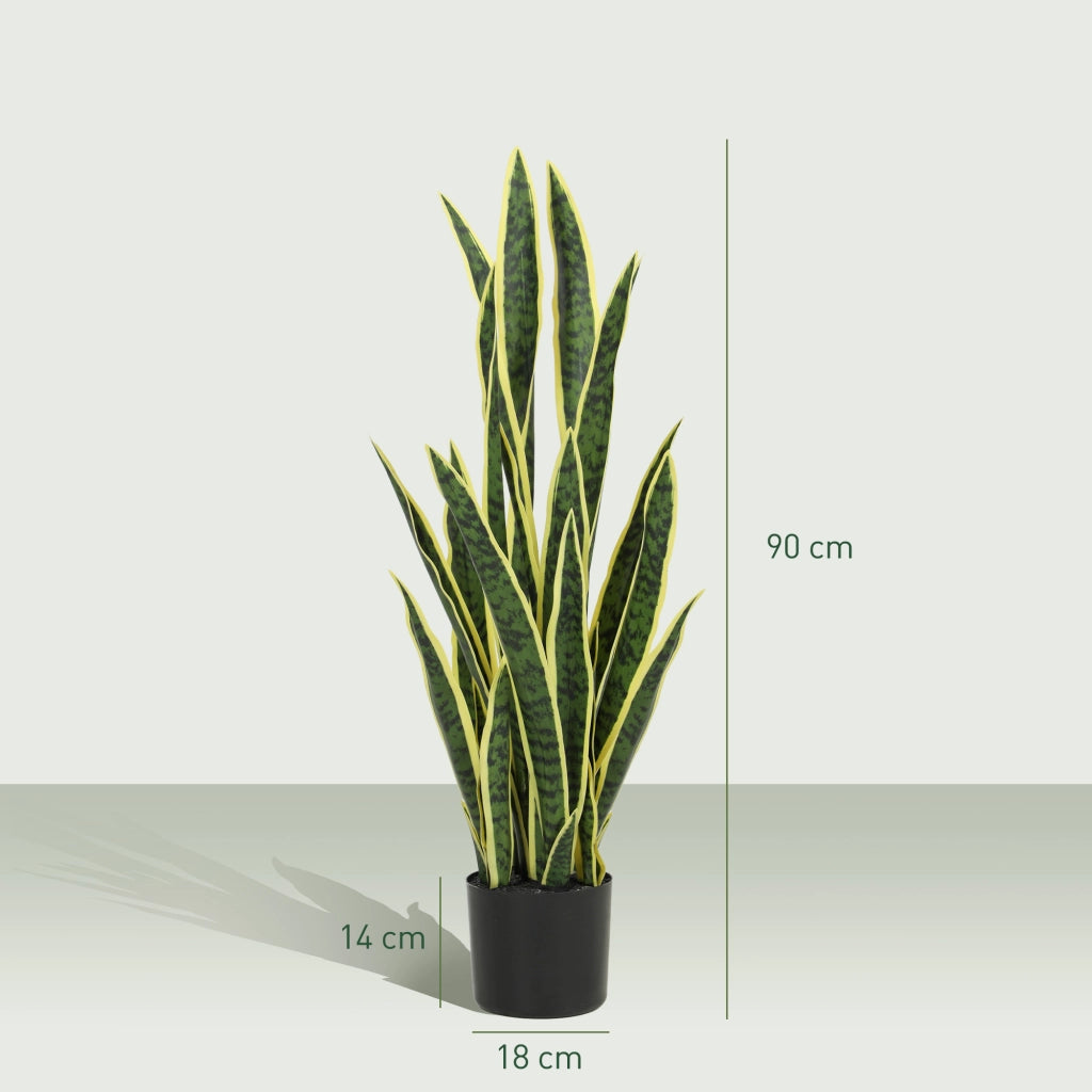 Sanseveria Artificiale in Vaso da Esterno e Interno con 21 Foglie Modellabili, ?20x90 cm