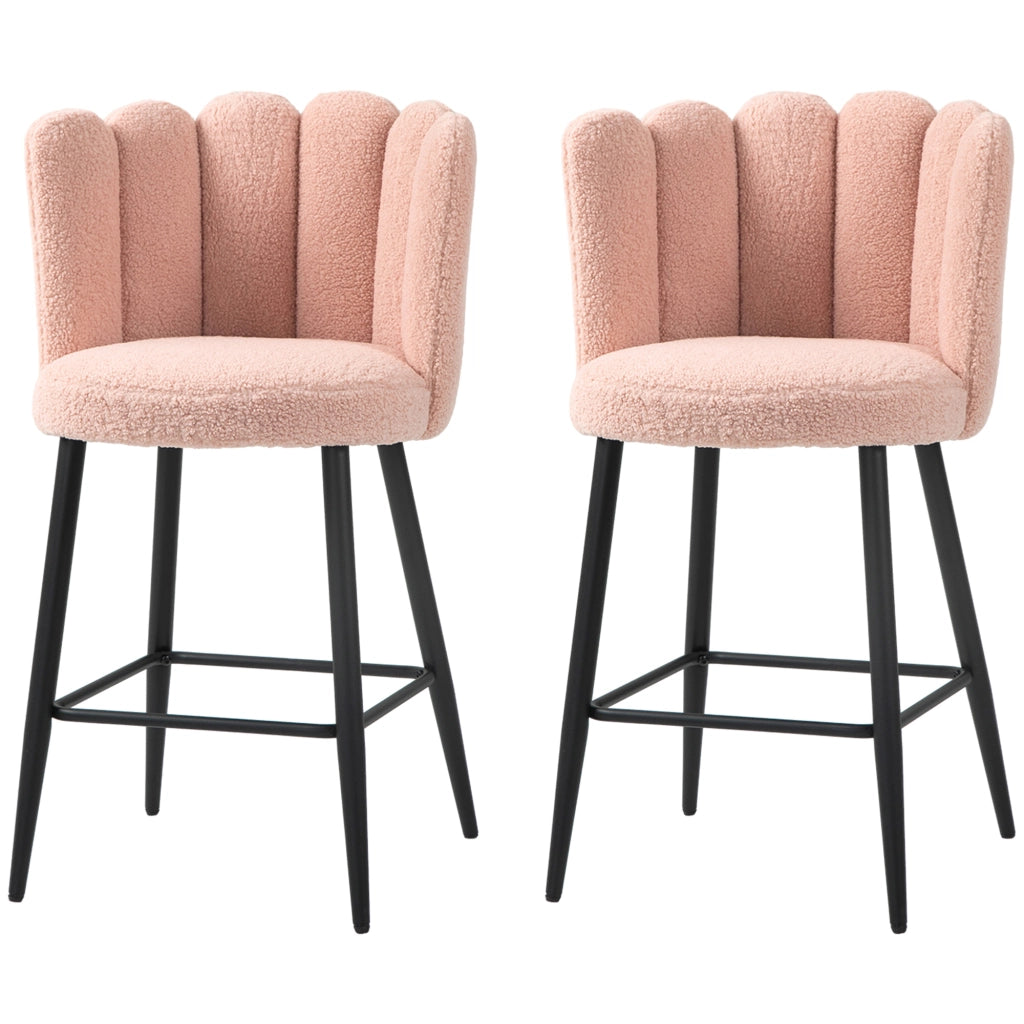 Sgabelli da Bar con Schienale e Poggiapiedi ¨C Zephmum ¨C Rosa, Acciaio, 52x53x93 cm