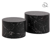 Tavolino Legno Motrik 1-2 Effetto Marmo Nero Tondo Cm ø58h40